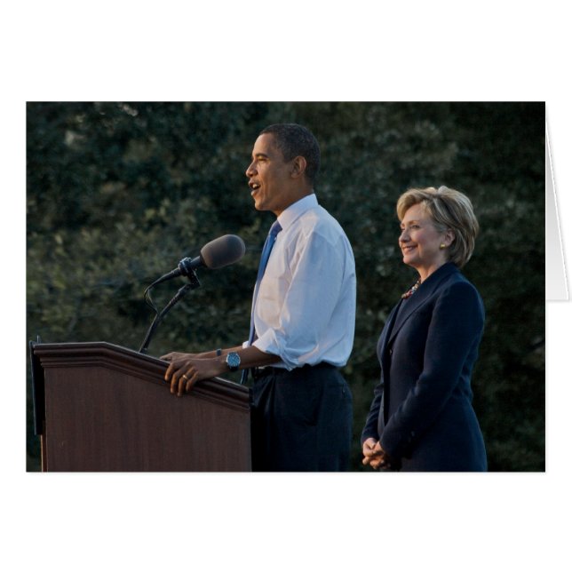 President Barack Obama & Hillary Clinton Hälsningskort (Framsidan Horizontal)