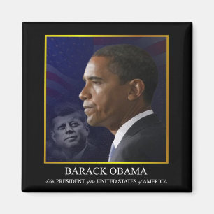 President Barack Obama med JFK - magnet
