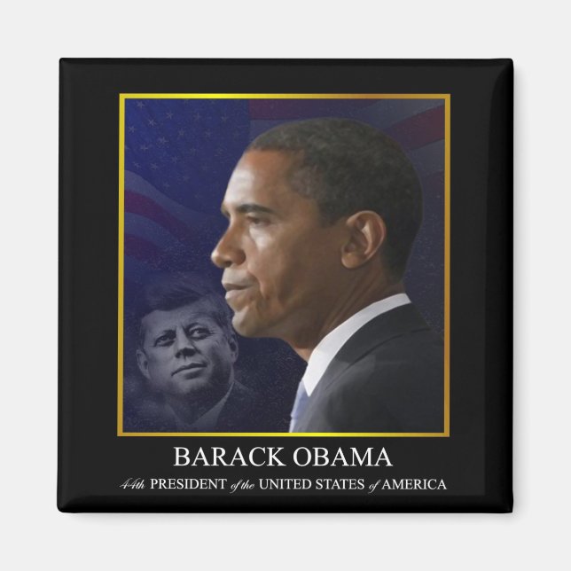 President Barack Obama med JFK - Magnet (Framsidan)