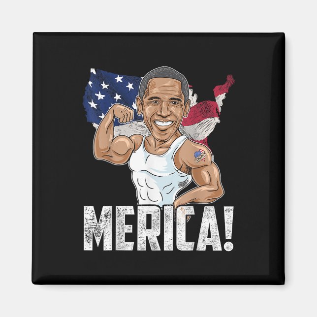 President Barack Obama Merica 4:e juli Lusj Pa Magnet (Framsidan)