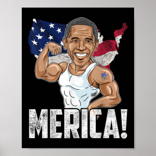 President Barack Obama Merica 4:e juli Lusj Pa Poster
