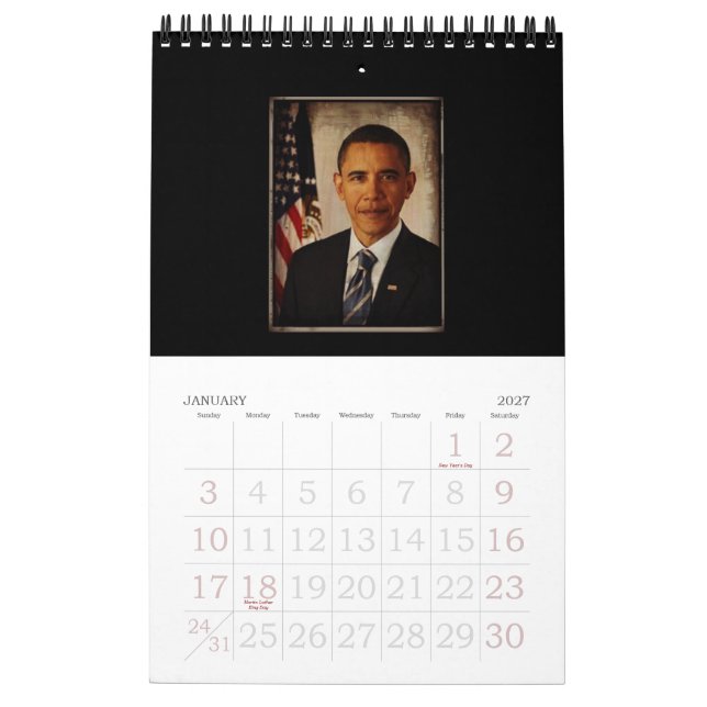 President Barack Obama och Bildernas familj Kalender (Jan 2027)