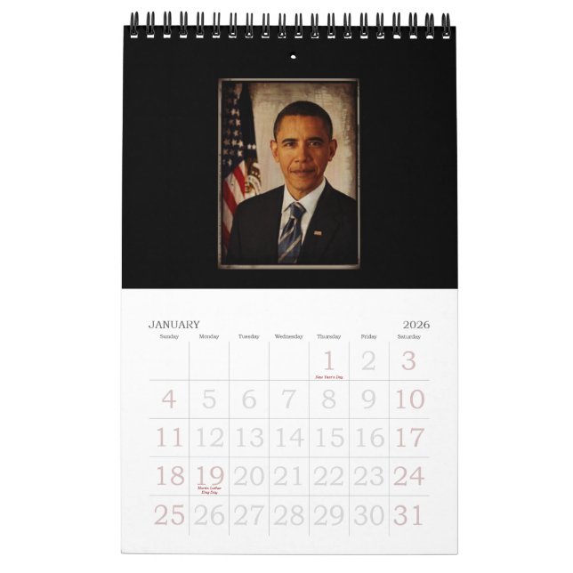 President Barack Obama och Bildernas familj Kalender (Jan 2026)