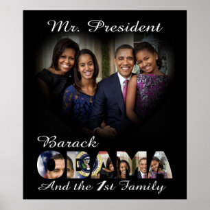 President Barack Obama och den 1st familjen Poster