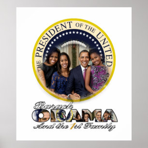 President Barack Obama och den 1st familjen Poster
