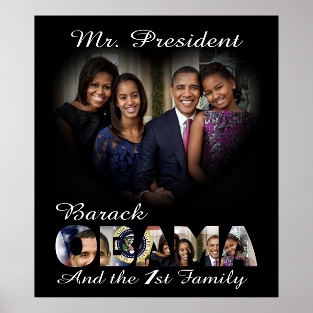 President Barack Obama och den första familjen Poster (Framsidan)