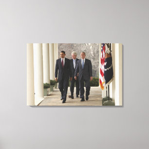President Barack Obama och f.d. presidenter Canvastryck