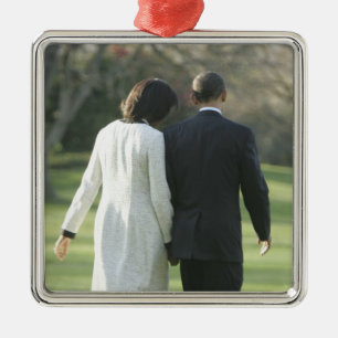 President Barack Obama och första damen Michelle Julgransprydnad Metall