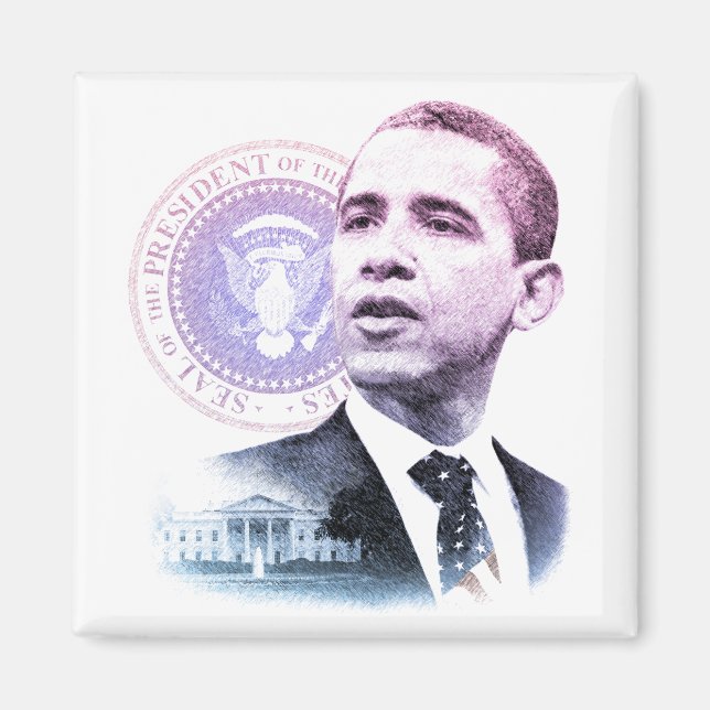 President Barack Obama Porträtt Magnet (Framsidan)