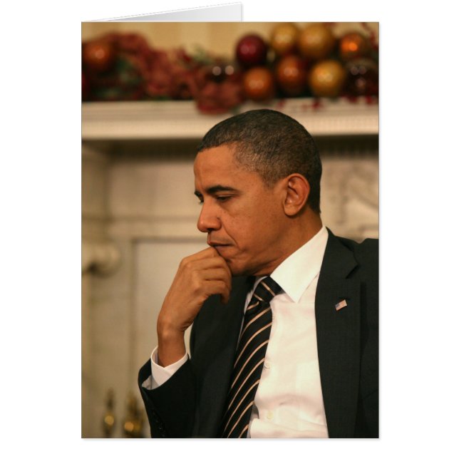President Barack Obama reflekterar när han möter Hälsningskort (Framsidan)