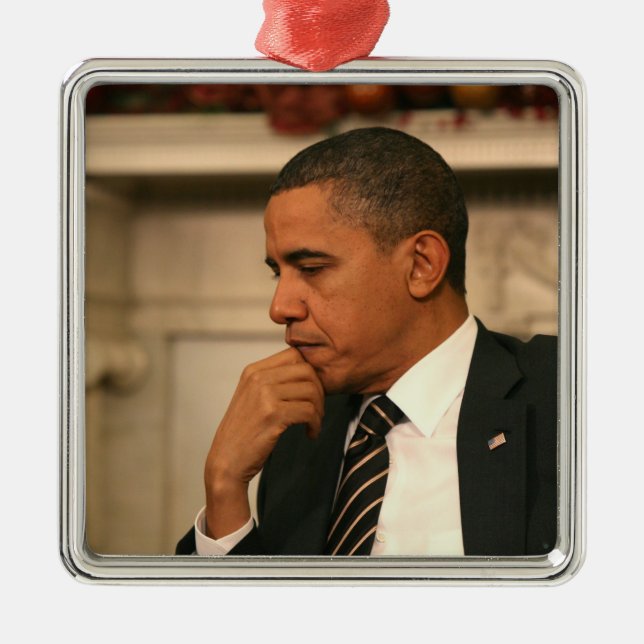 President Barack Obama reflekterar när han möter Julgransprydnad Metall (Framsidan)