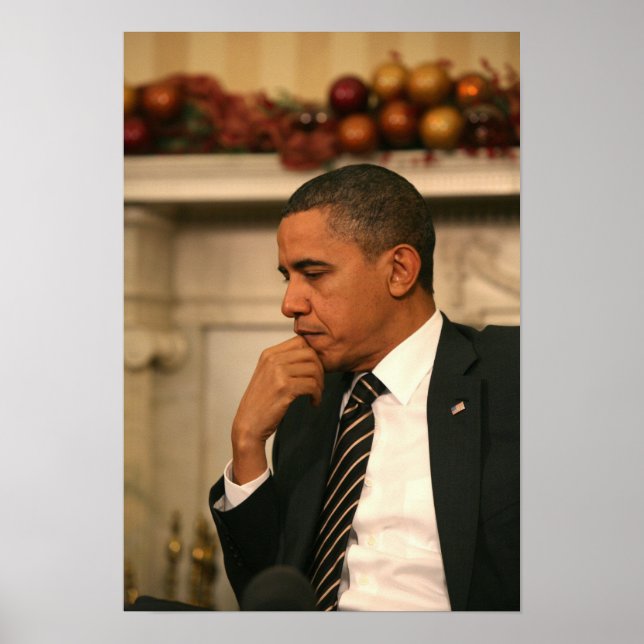 President Barack Obama reflekterar när han träffar Poster (Framsidan)