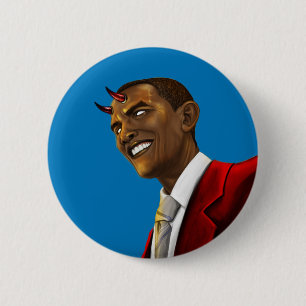 President Barack Obama som djävulen Halloween Knapp