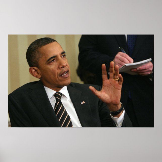 President Barack Obama talar med pressen Poster (Framsidan)