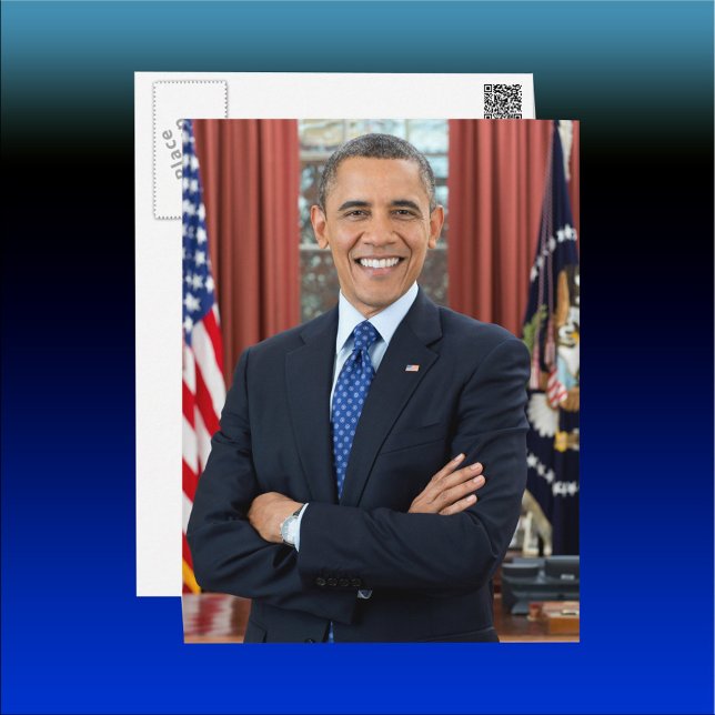 President Barack Obamas officiella porträtt andra  Vykort (President Barack Obama 2nd Term Official portrait Postcard)