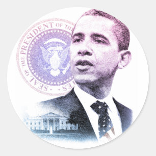 President Barck Obama Porträtt Runt Klistermärke