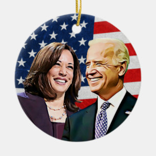 President Biden och VP Harris Keepsaké Julgransprydnad Keramik