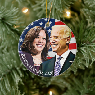 President Biden och VP Harris Keepsaké Julgransprydnad Keramik