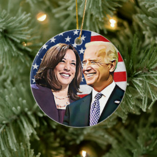 President Biden och VP Harris Keepsaké Julgransprydnad Keramik