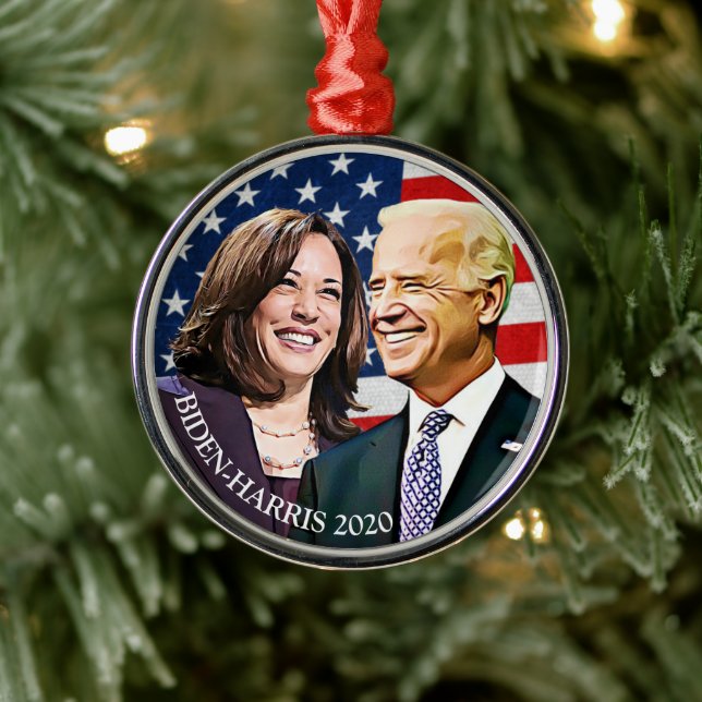 President Biden och VP Harris Keepsaké Julgransprydnad Metall (Träd)