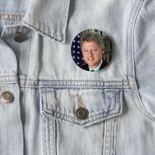 President Bill Clinton Officiell Porträtt Pin-Back Knapp (In Situ)