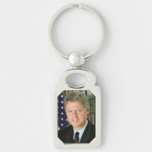 President Bill Clintons Vita husets foto Rektangulärt Silverfärgad Nyckelring
