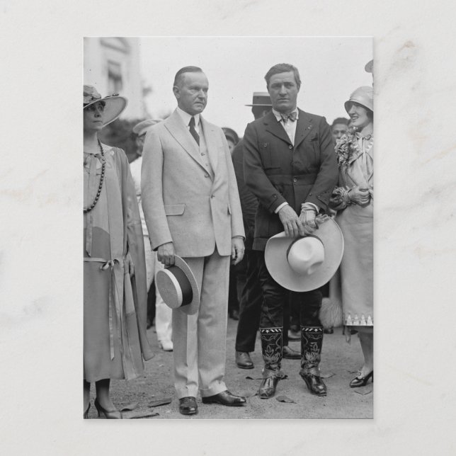 President Coolidge och Tom Mix Vykort (Framsida)