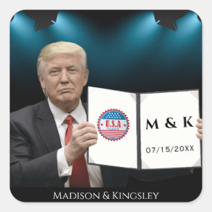 President Donald J. Trump Bröllop Fyrkantigt Klistermärke