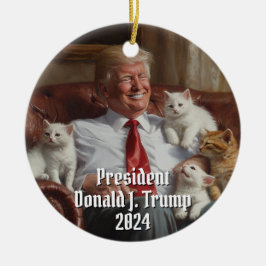 President Donald J. Trump Cats Kittens Funny 2024 Julgransprydnad Keramik