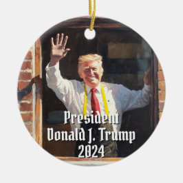 President Donald J. Trump Fast Food Funny 2024 Julgransprydnad Keramik