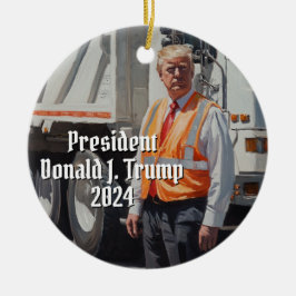 President Donald J. Trump Sopor Lastbil Funny 2024 Julgransprydnad Keramik