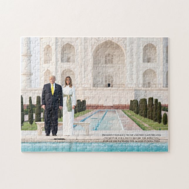 President Donald J. Trump vid Taj Mahal India Pussel (Horisontell)