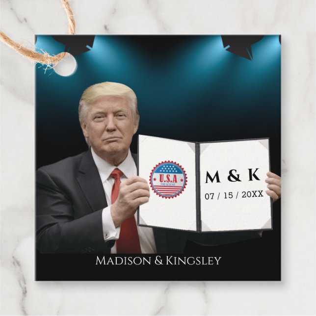 President Donald J. Trump Wedding Favor Märkres Gåvor Etiketter (Framsida)