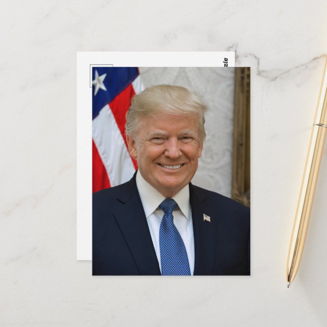 President Donald Trump 2017 Officiell Porträtt Vykort (Fram/Back In Situ)