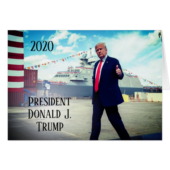President Donald Trump 2020 Thumbs Up Naval Frakt Hälsningskort (Framsidan Horizontal)