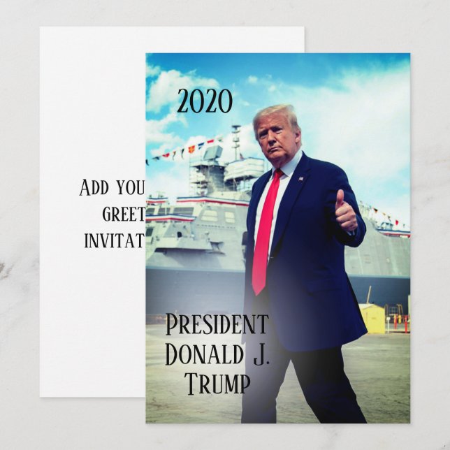 President Donald Trump 2020 Thumbs Up Naval Frakt Inbjudningar (Fram/baksida)