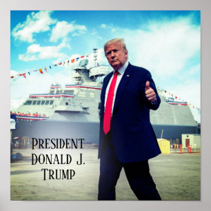 President Donald Trump 2020 Thumbs Up Naval Frakt Poster