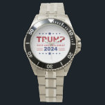 President Donald Trump 2024 Behålla America Underb Armbandsur<br><div class="desc">Visa ert stöd med president Donald Trump 2024 Behålla America Underbar Watch! Denna utpräglade tidspunkt präglas av den Underbara slogan i Behålla Amerika, patriotism och kampanj i stil 2024. Designat med högkvalitativa material kombinerar det hållbarhet med ett djärvt, symboliskt utseende som är perfekten för daglig bära eller som en keepé....</div>