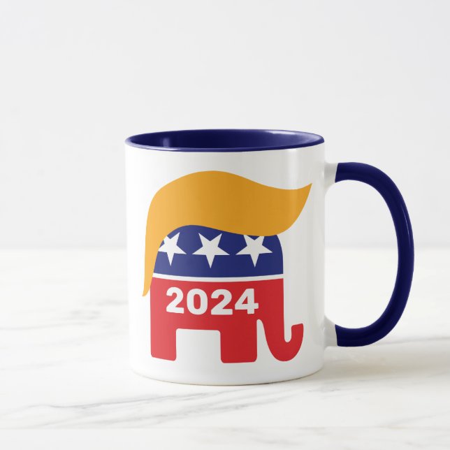 President Donald Trump 2024 GOP Elefant Hår Mugg (Höger)