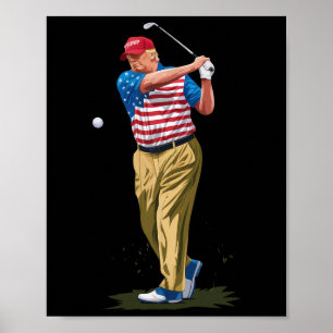President Donald Trump 2025 Golf USA Amerikansk fl Poster