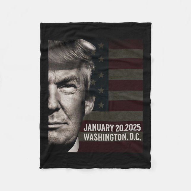 President Donald Trump 2025 Invigningsdatum Comm Fleecefilt (Framsidan)