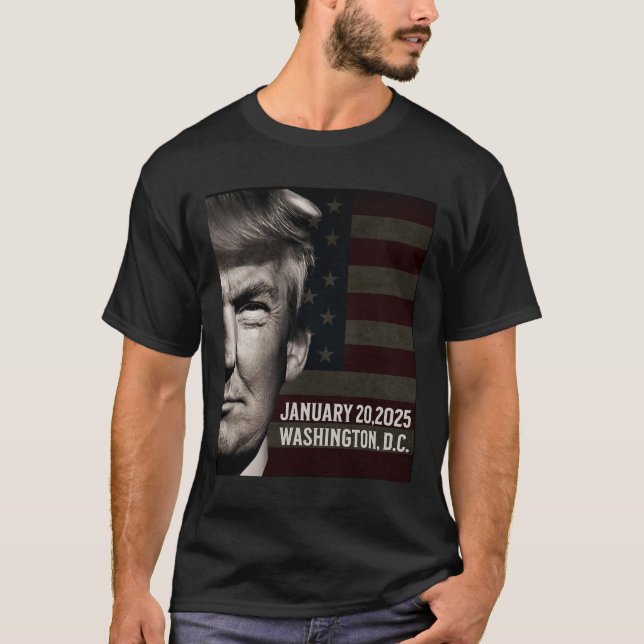President Donald Trump 2025 Invigningsdatum Comm T Shirt (Framsida)
