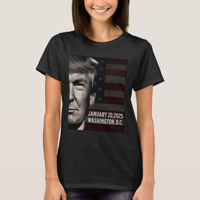 President Donald Trump 2025 Invigningsdatum Comm T Shirt (Framsida)