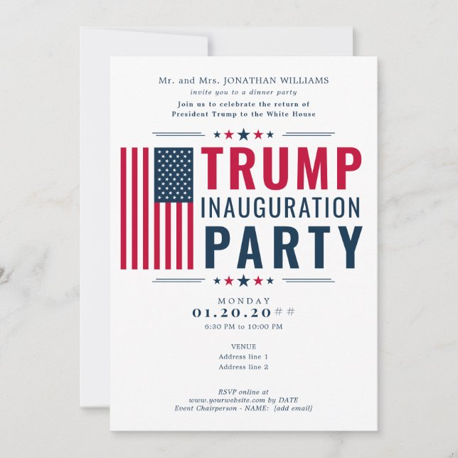 President Donald Trump 2025 Inviguration Party Inbjudningar (Framsida)
