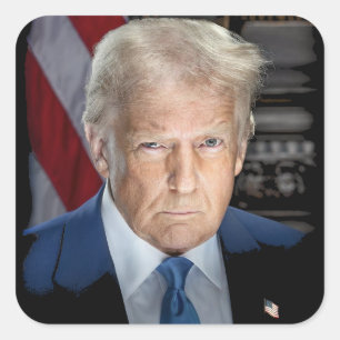 President Donald Trump 45 47 USA Patriot Fyrkantigt Klistermärke