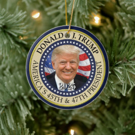 President Donald Trump 47:e presidenten 2024 Foto Julgransprydnad Keramik