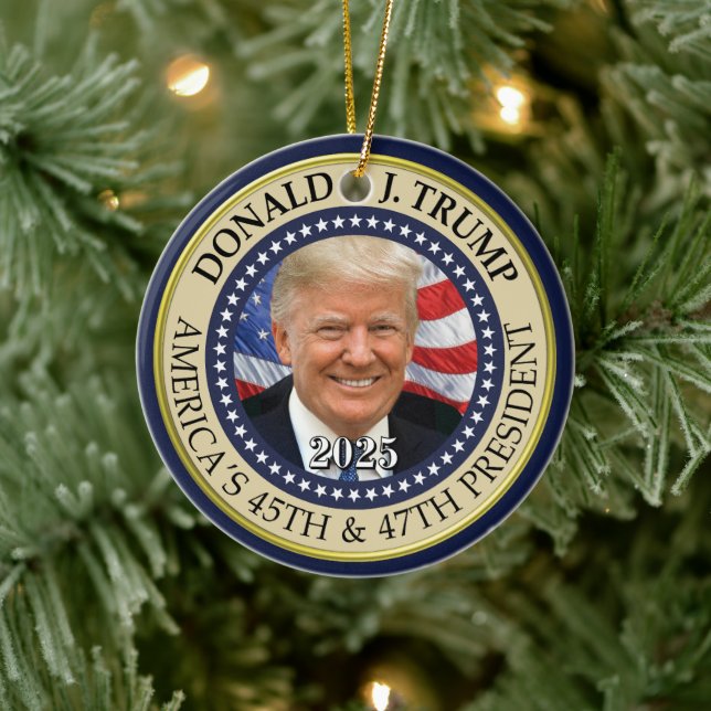 President Donald Trump 47:e presidenten 2024 Foto Julgransprydnad Keramik (Träd)