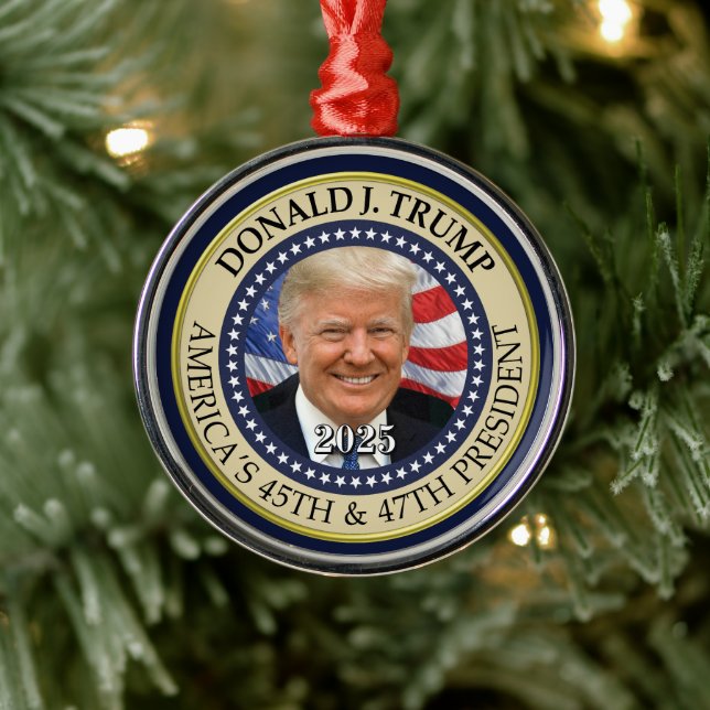 President Donald Trump 47:e presidenten 2024 Foto Julgransprydnad Metall (Träd)