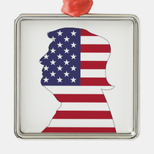 PRESIDENT DONALD TRUMP AMERICAN FLAGGA JULGRANSPRYDNAD METALL