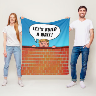 President Donald Trump Bygger en mur en fräckt Te Fleecefilt